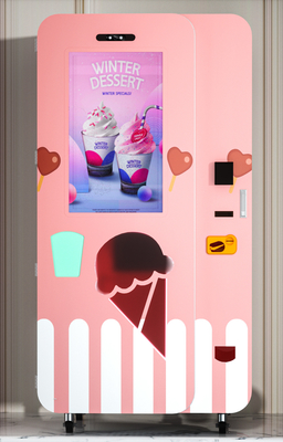 Quick Making Automatic Soft Ice Cream Vending Machine With Attractive LED Colorful Lights And LED Light Box