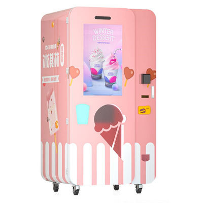Halo fully automatic outdoor soft ice cream vending machine with 32 inch touch screen and automatic cleaning function