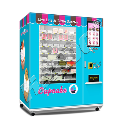 Lift System Refrigerator Automatic Cupcake Vending Machine Salad Fresh Food Vending Machine With 21.5inch Touch Screen