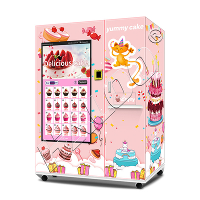 Lift System Refrigerator Automatic Cupcake Vending Machine Salad Fresh Food Vending Machine With 21.5inch Touch Screen