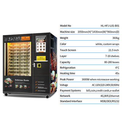 Ready To Eat Food Meals Vending Machine Hot Food Vending Machine For Ready Meals With Heating Function