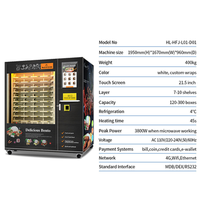 120 Boxes big Capacity Automatic food vending machine with Cooling and Heating Function