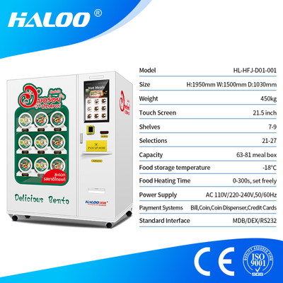 Fully Automatic Freezing Food Freezing Meals Lunch Box Vending Machine with Microwave Heating And Cutlery Pickup Port
