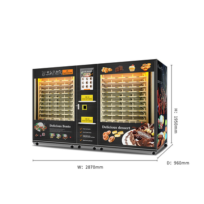Large Capacity 2 Cabinets Vending Machine for Ready Meals with Microwave Heating And Drinks Cans Cakes Desserts