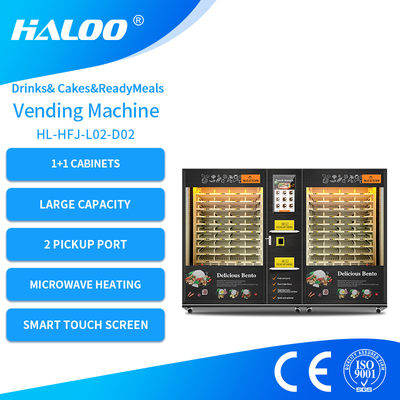 Large Capacity 2 Cabinets Vending Machine for Ready Meals with Microwave Heating And Drinks Cans Cakes Desserts