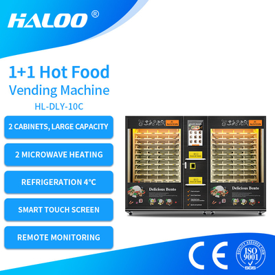 Large Capacity 2 Cabinets Hot Food Vending Machine with Microwave Heating and Smart Touch Screen