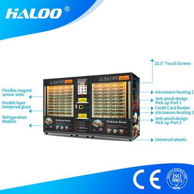 Large Capacity 2 Cabinets Hot Food Vending Machine with Microwave Heating and Smart Touch Screen
