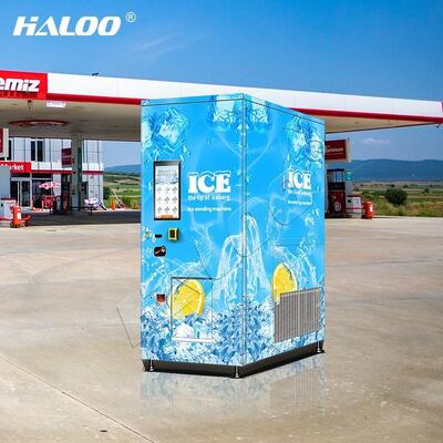 Haloo vending machine supplier screen type large capacity ice making vending machine, used to optimize ice making ATM vending machines
