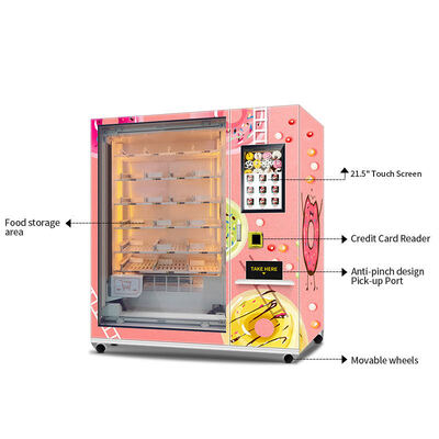 Large capacity 21.5-inch touchscreen cake vending machine with color steel plate foam frame and XY shipping system
