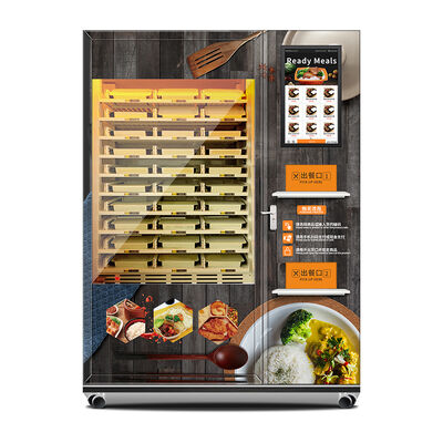 24-hour self-service fast food lunch box vending machine with steel door frame and dual microwave heating function