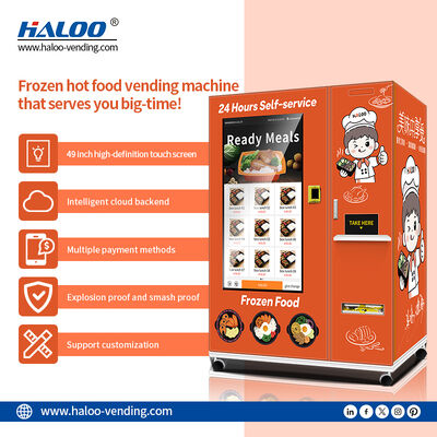 24-hour single microwave frozen hot food vending machine, equipped with a 49 inch large screen and Sdk function