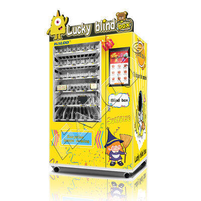 21.5-inch touchscreen blind box vending machine with thickened sheet metal body, double-layer explosion-proof tempered glass, and anti-theft dispensing port