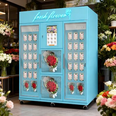 Haloo Vending Machine Supplier 36 Locker Numbers Flower Vending Machine 21.5inch Touch Screen With Cash Card Reader Bill on the Machine
