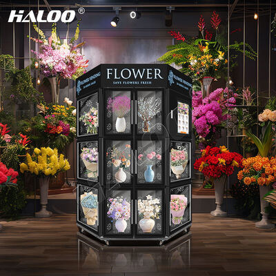 Haloo flower vending machine with SDK function, stainless steel body with cooling and humidification system
