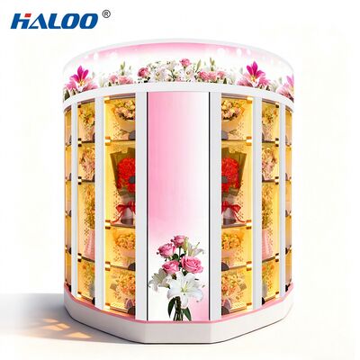 Haloo flower vending machine offers free customization of logo, metal plate material, and supports multiple payments