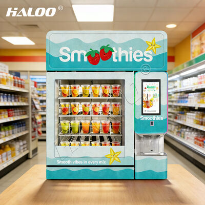 Haloo 2016 frozen smoothie vending machine with over 20 fruit flavors and hot water cleaning module made of thickened galvanized sheet material