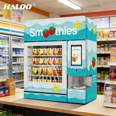 Haloo 2016 frozen smoothie vending machine with over 20 fruit flavors and hot water cleaning module made of thickened galvanized sheet material