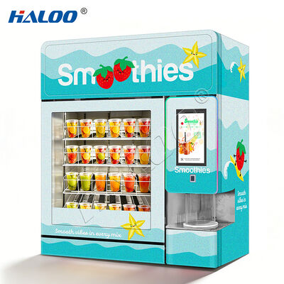 Haloo 2016 frozen smoothie vending machine with over 20 fruit flavors and hot water cleaning module made of thickened galvanized sheet material