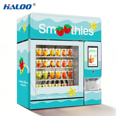 Haloo 2016 frozen smoothie vending machine with over 20 fruit flavors and hot water cleaning module made of thickened galvanized sheet material
